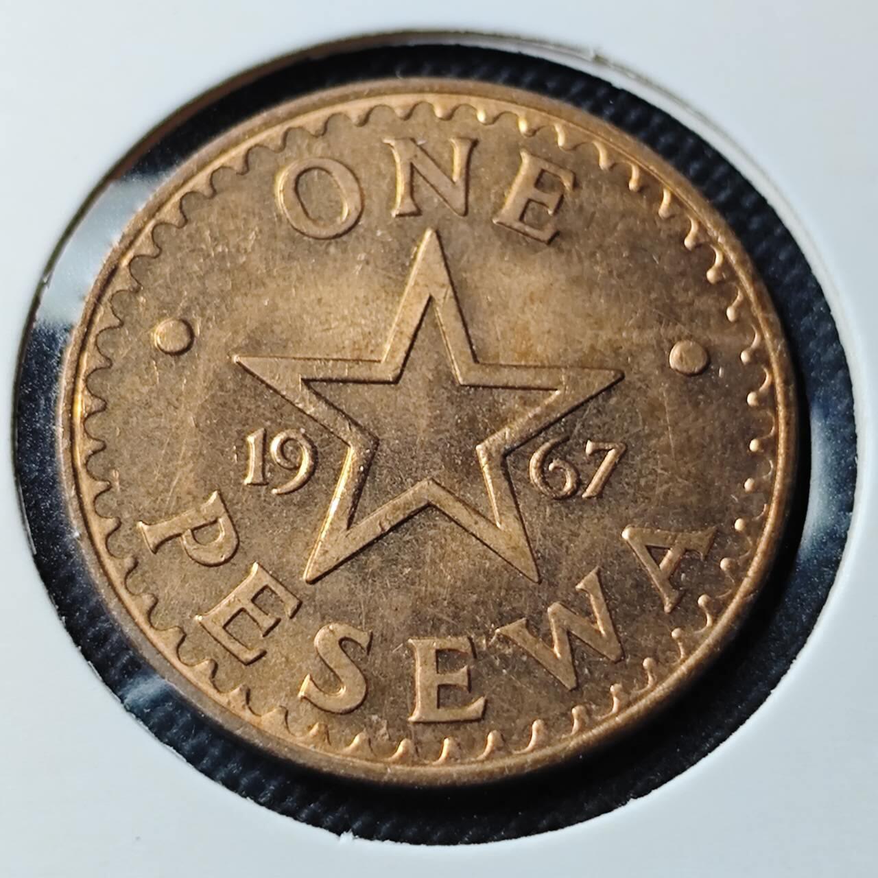 KK钱币收藏小铺  第368场  2月预留时间 周末发货  1967加纳1比塞瓦铜币 好品
