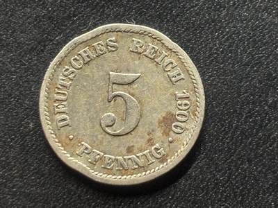 邮泉阁限时拍卖第三十五场 德国硬币专场（硬币在国外。请付邮费6元。） - 德意志帝国1900年5芬尼F版