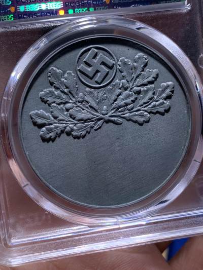 《竞宝斋》第437场 周日，周一2场连拍 （全场包邮） PCGS MS62 德国 1940-44 斯特拉斯堡大教堂 锌章 双面高浮雕  双面带标的极少