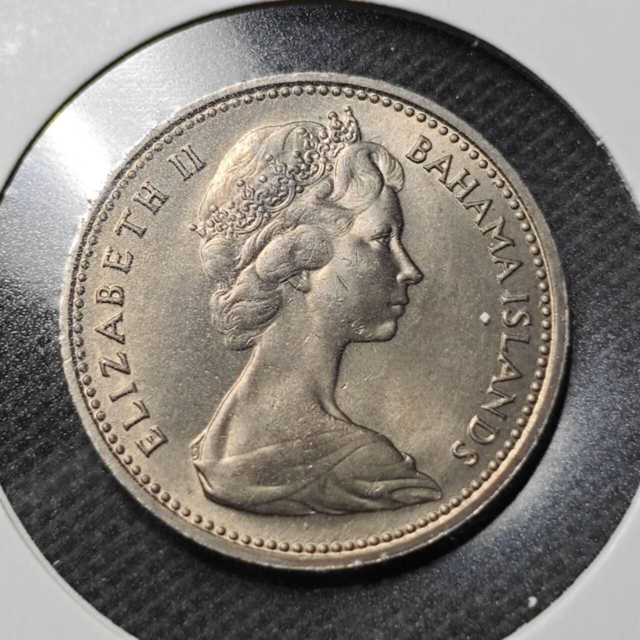 KK钱币收藏小铺  第368场  2月预留时间 周末发货  1955巴哈马5分 好品