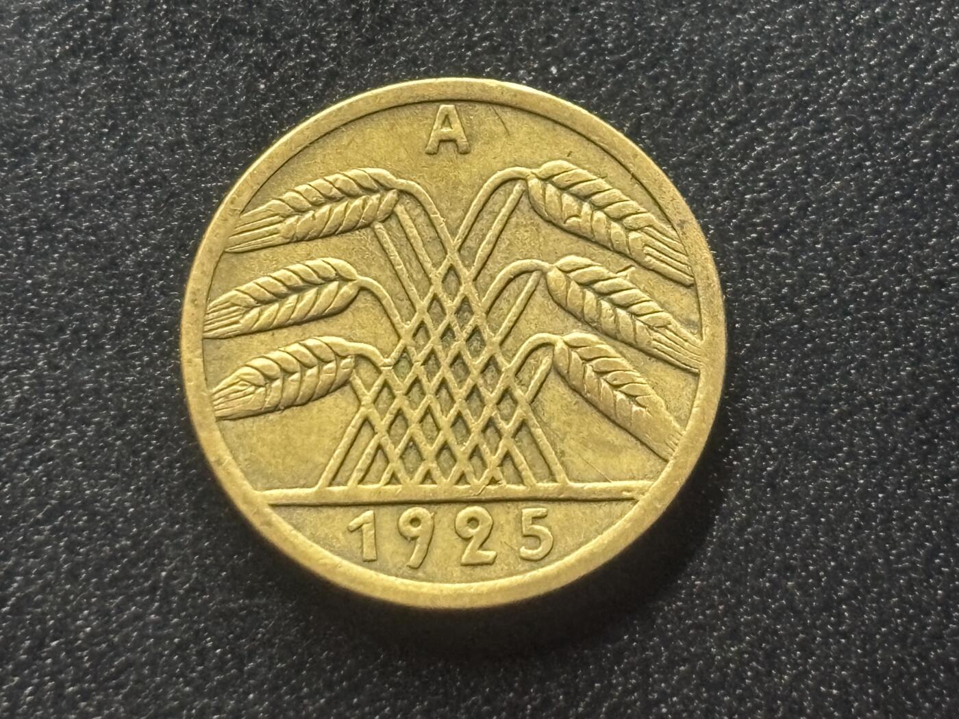 邮泉阁限时拍卖第三十五场 德国硬币专场（硬币在国外。请付邮费6元。） 德国魏玛共和国帝国马克1925年5芬尼A版