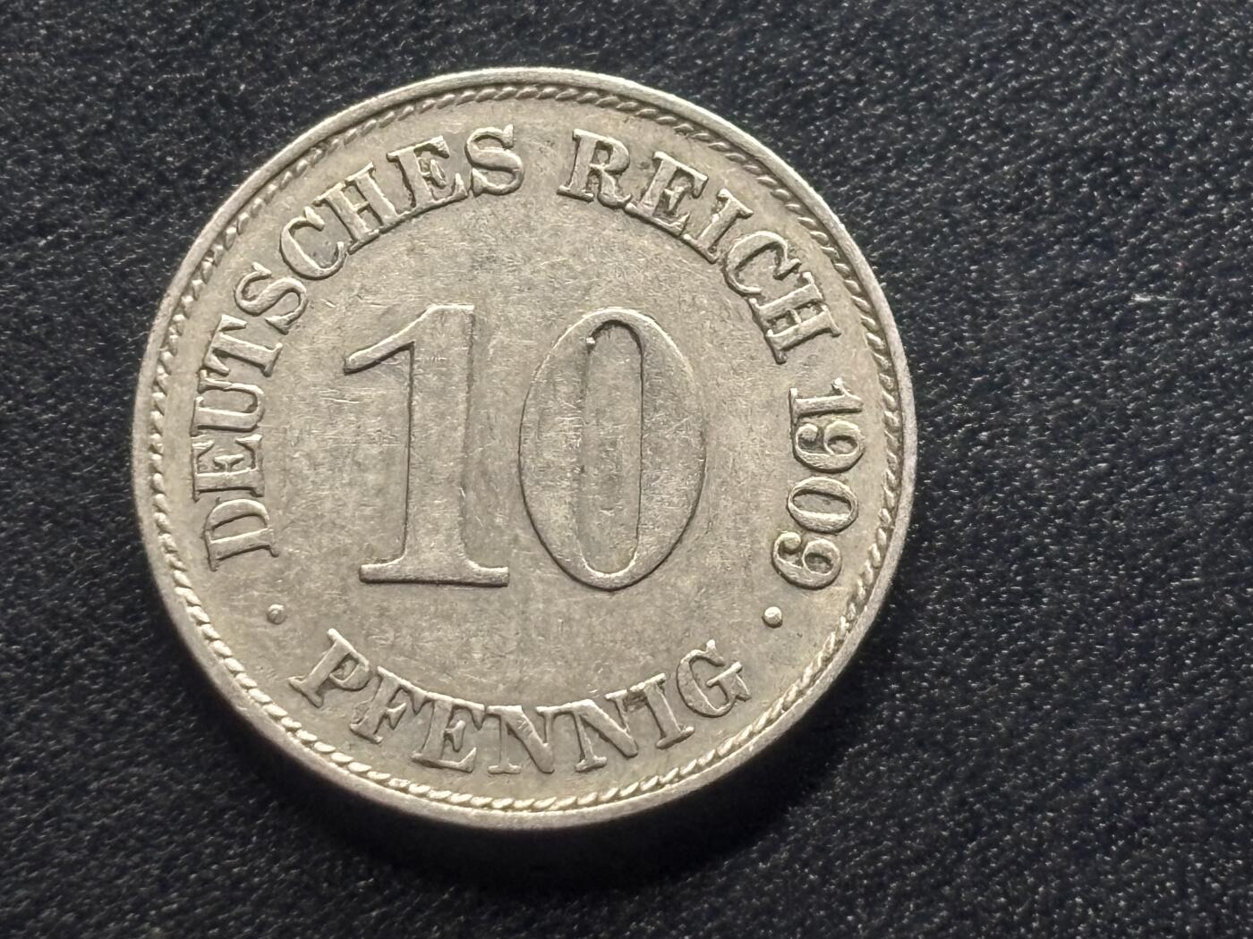 邮泉阁限时拍卖第三十五场 德国硬币专场（硬币在国外。请付邮费6元。） 德意志帝国1909年10芬尼E版