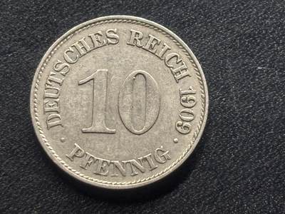 邮泉阁限时拍卖第三十五场 德国硬币专场（硬币在国外。请付邮费6元。） - 德意志帝国1909年10芬尼E版