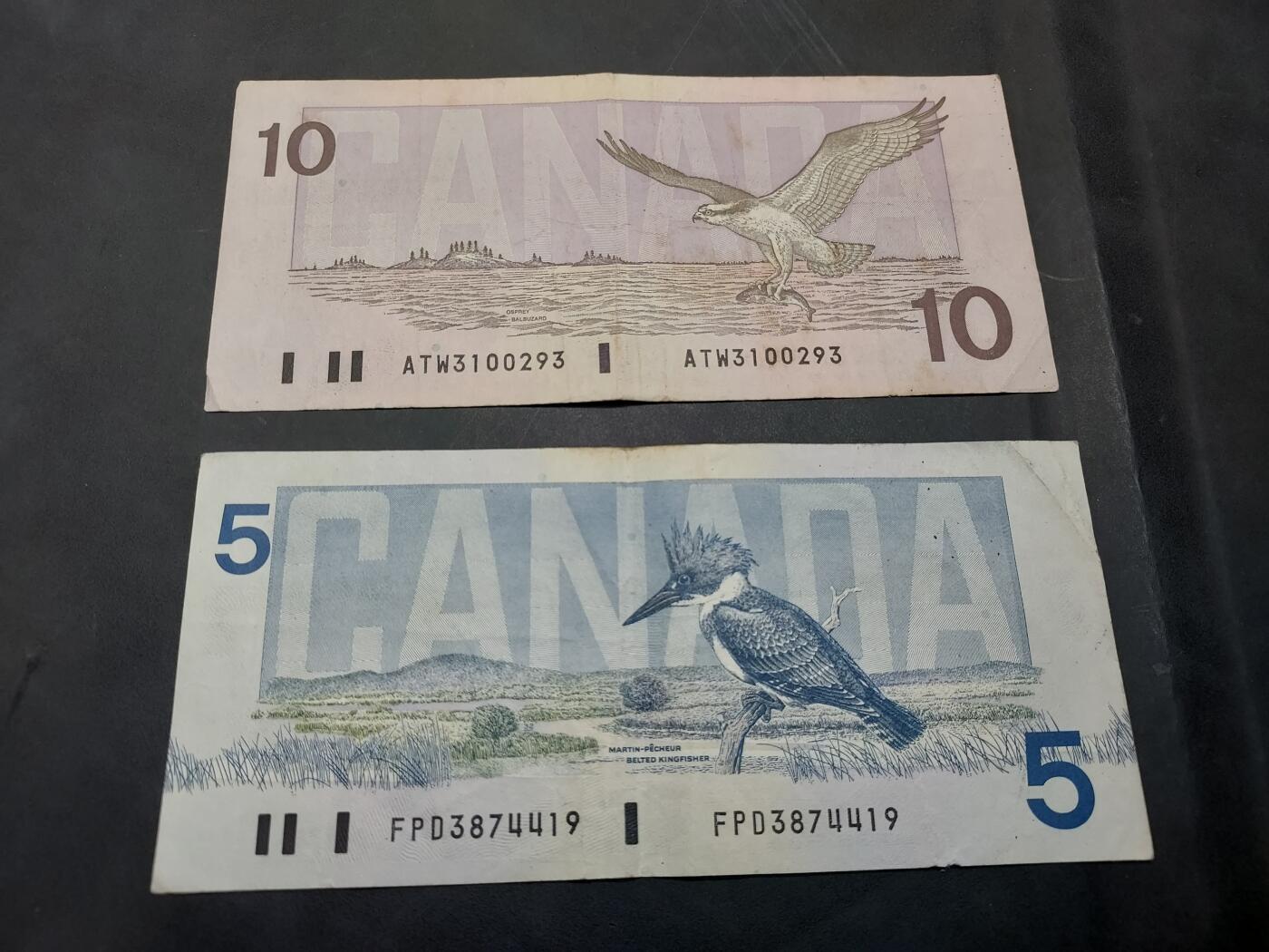 博彦收藏  11月15日 8点 钱币专场 加拿大 旧版5/10元 各一张 流通品