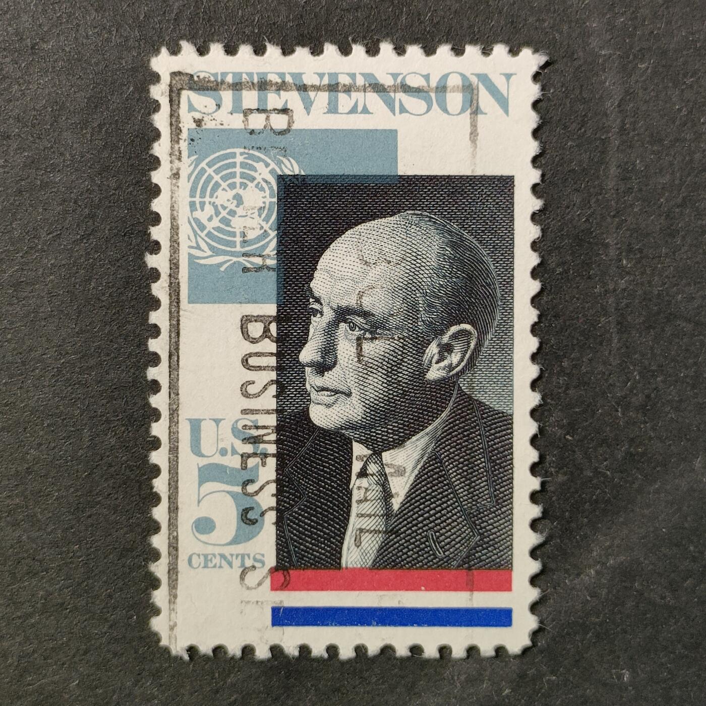↓君缘收藏649期☞钱币邮品↓无佣金、可寄存、满30元包邮  美国邮票，1965年美国驻联合国大使史蒂文森邮票雕刻版