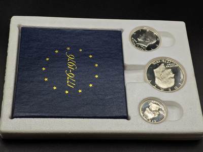 【淘币小摊】实时拍第七百九十五拍   银币套币场   满百包邮可预留二周 每周一统一发货   - 美国1976年建国200周年精制银币3枚套41.79克400银 纯银价184