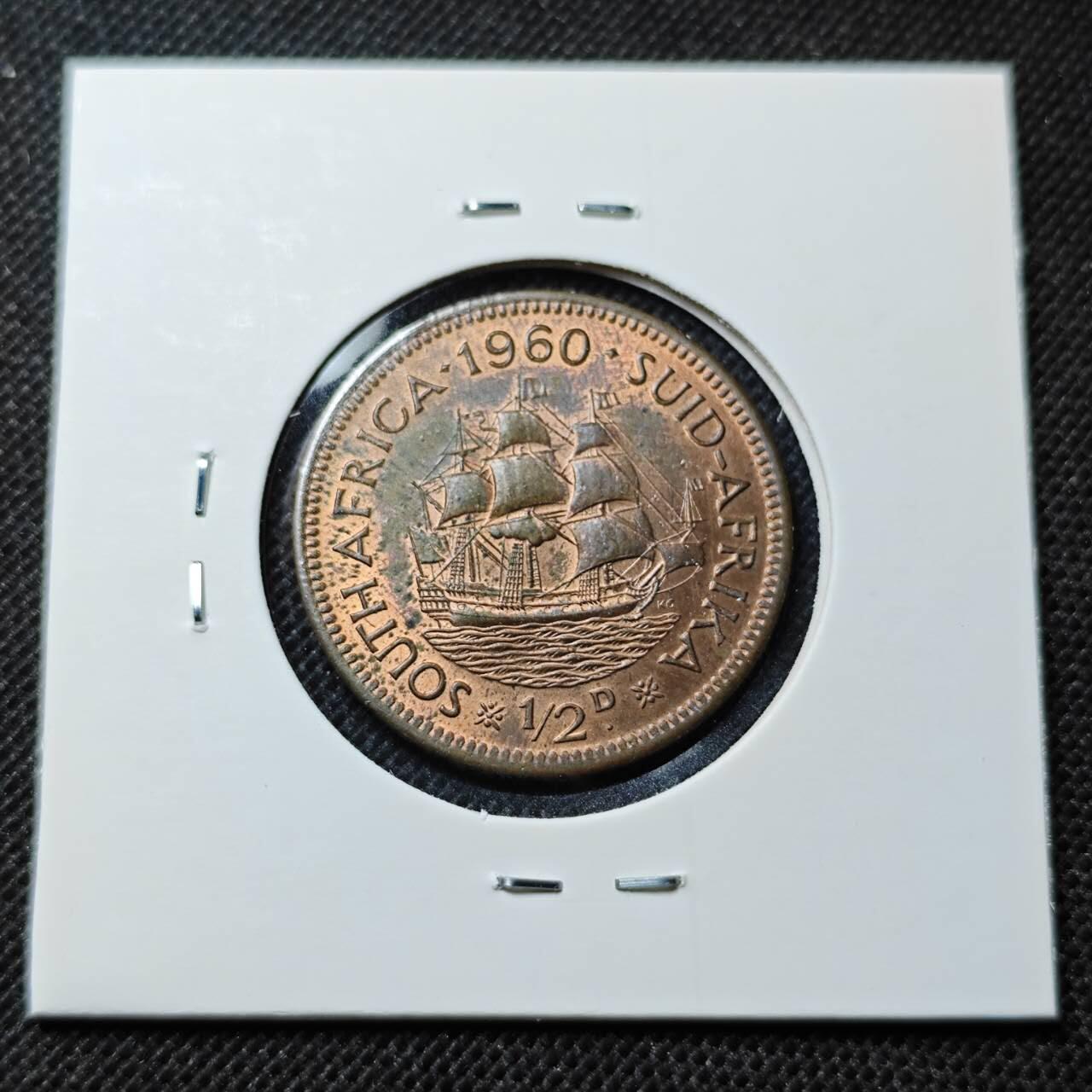 KK钱币收藏小铺  第368场  2月预留时间 周末发货  1960英属南非1/2便士铜币