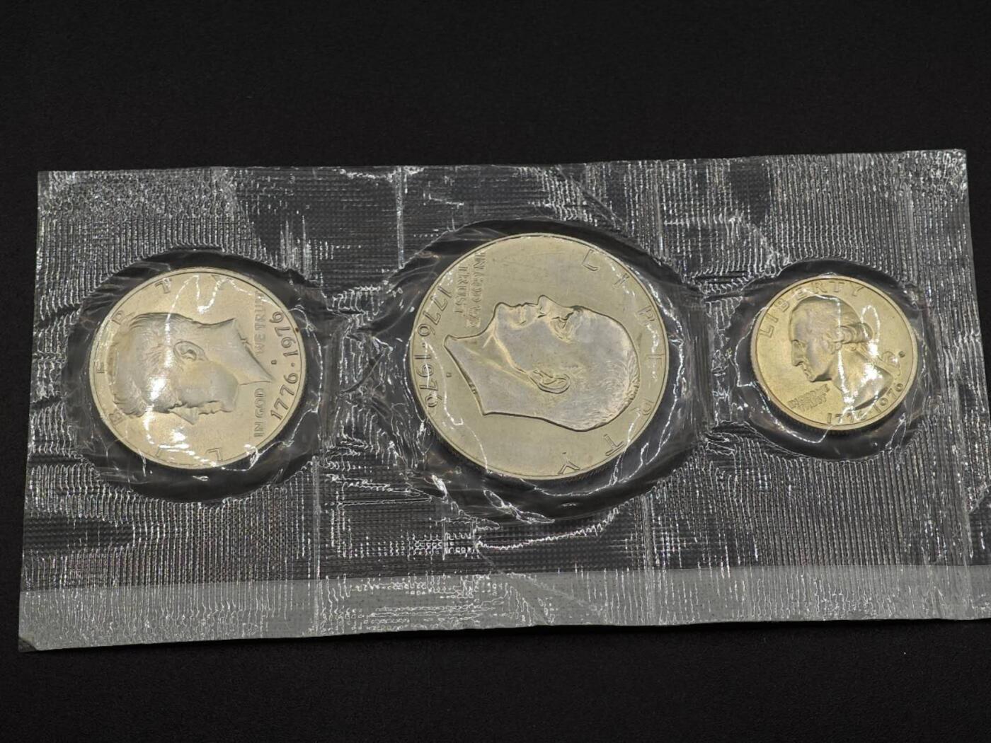 【淘币小摊】实时拍第七百九十五拍   银币套币场   满百包邮可预留二周 每周一统一发货   美国1976年建国200周年银币3枚套41.79克400银 纯银价184