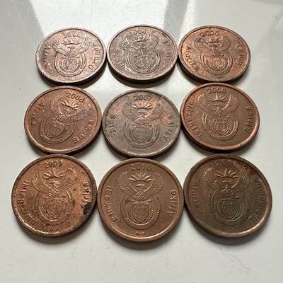 🌹外币初藏🌹🐯2025年第126场  每周二四六晚8️⃣点 接代拍 - 南非2003--2011年5分9枚全套 不同版本