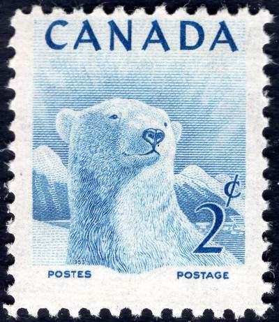 洪涛臻品批发群 精选邮票限时拍卖第1164期  - 加拿大1953年 北极白熊 新票, 精美雕刻版, 原胶全品