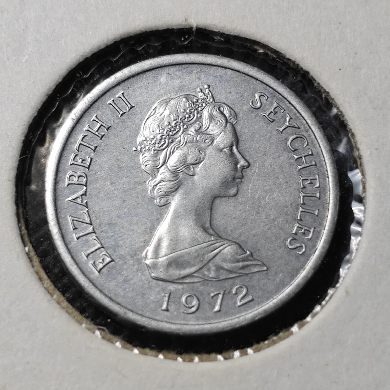 KK钱币收藏小铺  第368场  2月预留时间 周末发货  1972塞舌尔2分纪念币