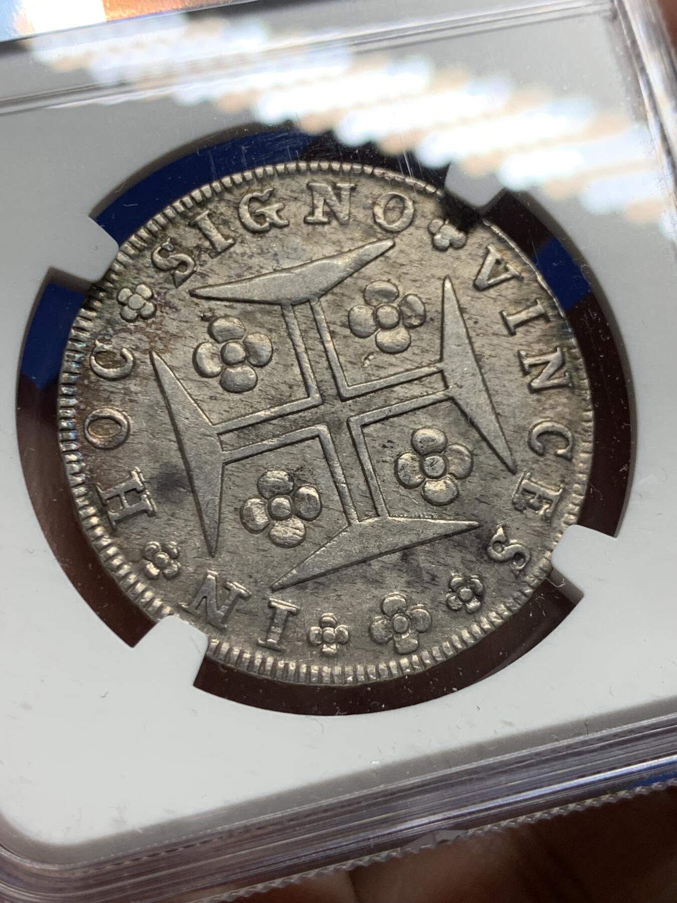 《竞宝斋》第437场 周日，周一2场连拍 （全场包邮） NGC AUD 1816葡萄牙400R，枪灰色包浆，带光明显，这个工艺深打难得