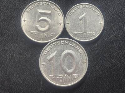 邮泉阁限时拍卖第三十五场 德国硬币专场（硬币在国外。请付邮费6元。） 东德（德意志民主共和国）1953年3枚