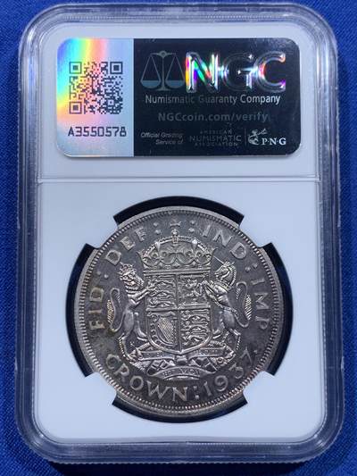 《竞宝斋》第437场 周日，周一2场连拍 （全场包邮） NGC PF63  Cope旧藏 英国1937年乔治六世精制1克朗，出自他的加冕套币。共发行26400套，双面包浆优美，高点略有磨损但是丝毫不掩精制风范。