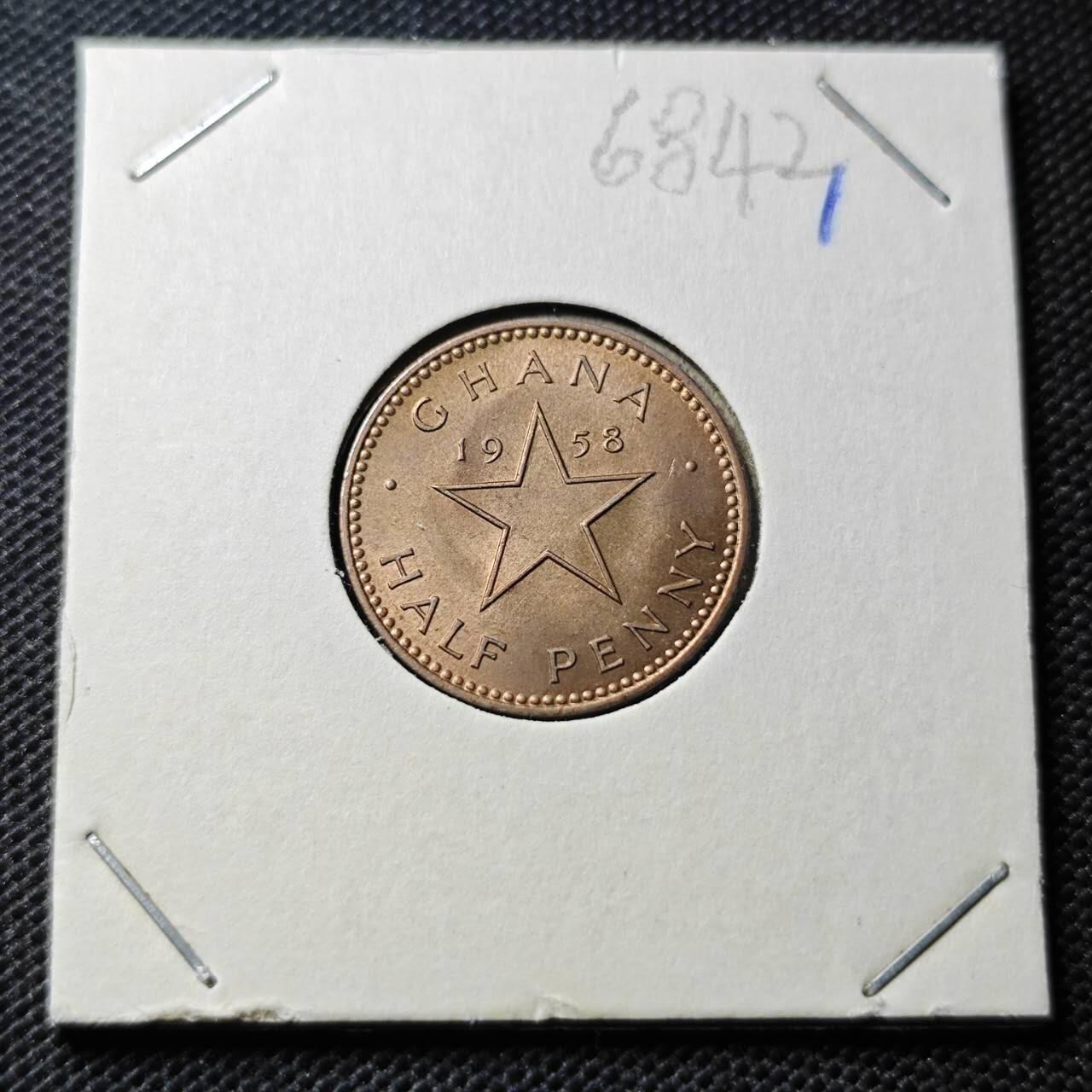 KK钱币收藏小铺  第368场  2月预留时间 周末发货  1958加纳半便士 好品铜币