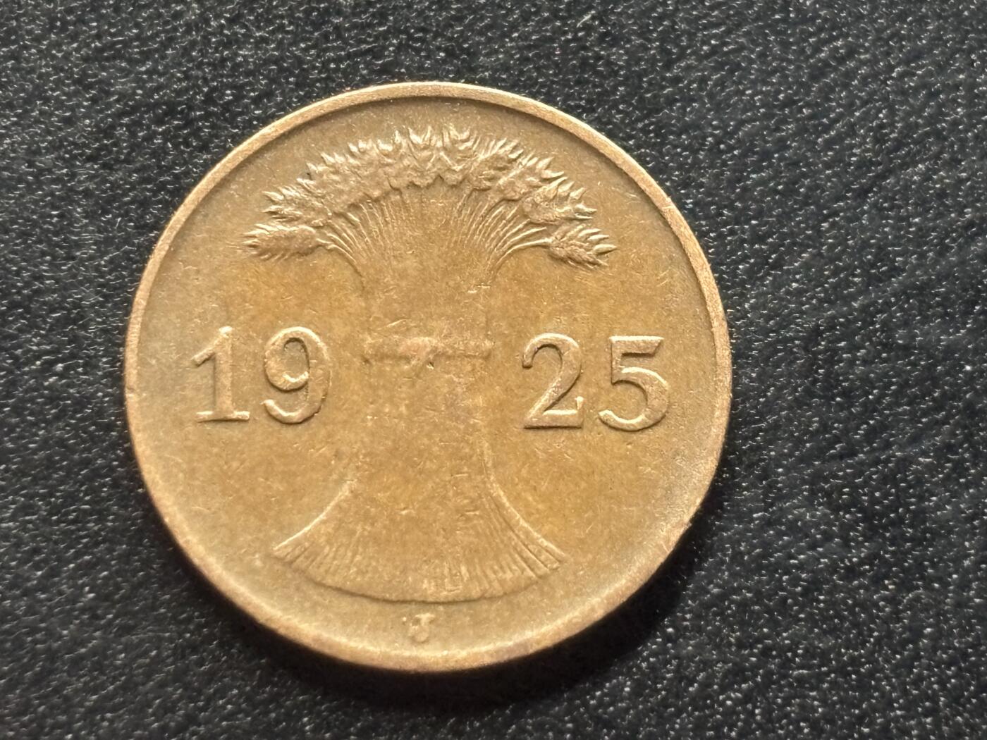 邮泉阁限时拍卖第三十五场 德国硬币专场（硬币在国外。请付邮费6元。） 德国魏玛共和国帝国马克1925年1芬尼J版