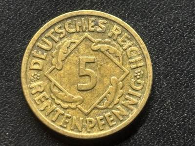 邮泉阁限时拍卖第三十五场 德国硬币专场（硬币在国外。请付邮费6元。） 德国魏玛共和国地租马克5芬尼D版