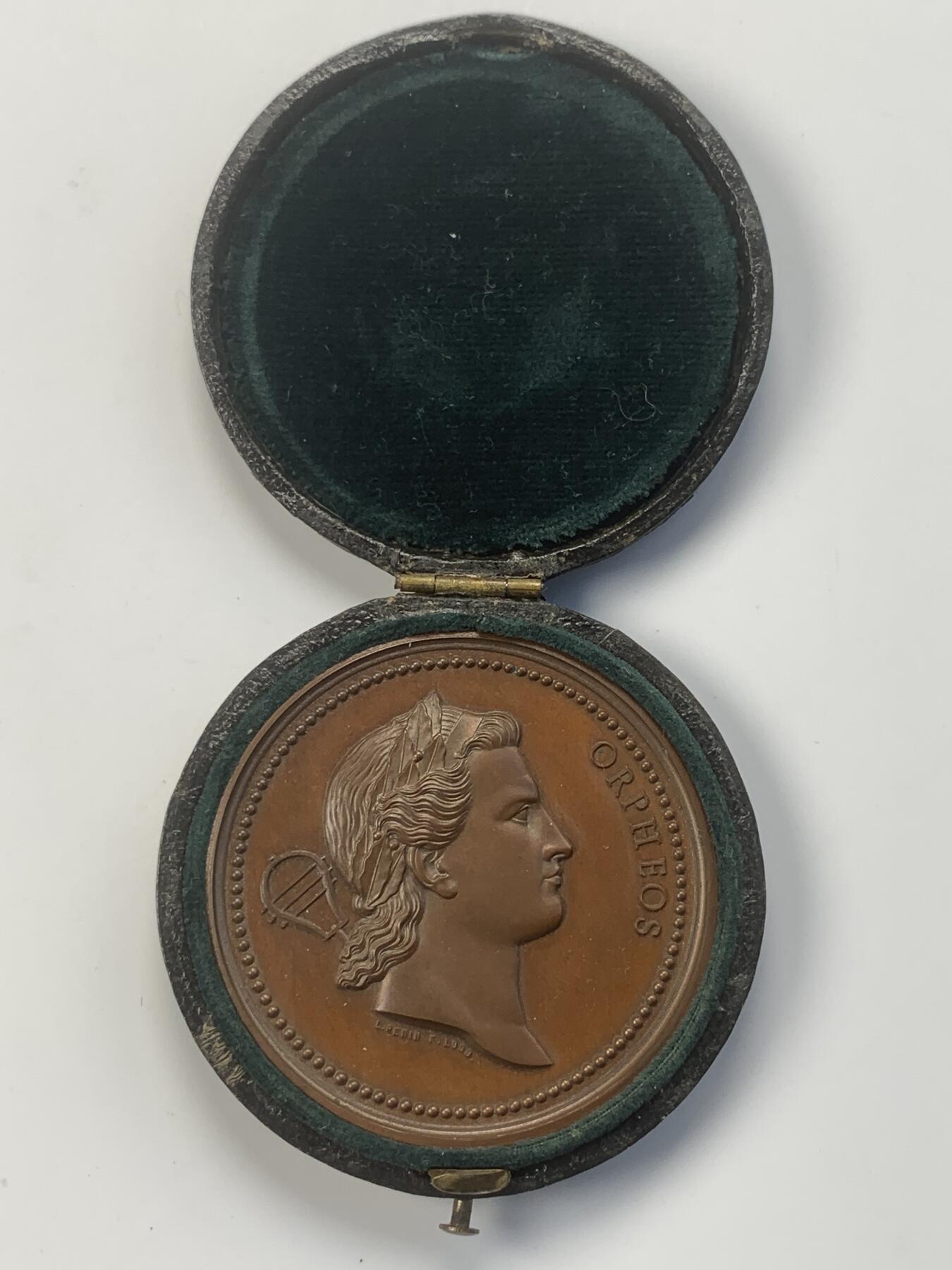 掌中浮雕-藏着的欧洲第041场 1880年法国奥菲奥斯音乐比赛奖章，45.5mm