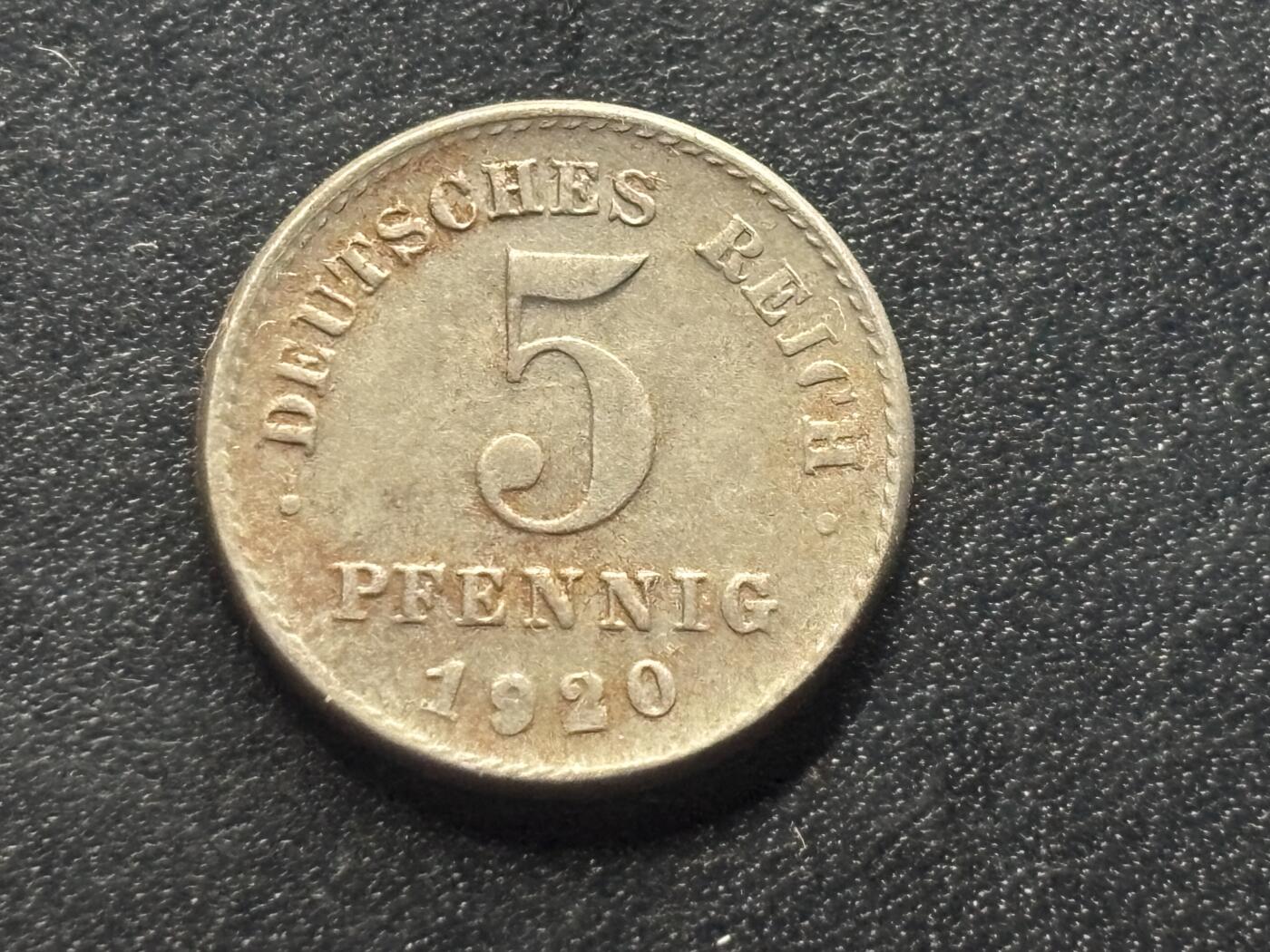 邮泉阁限时拍卖第三十五场 德国硬币专场（硬币在国外。请付邮费6元。） 德意志帝国1920年5芬尼D版