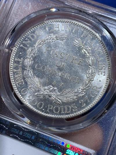 《竞宝斋》第437场 周日，周一2场连拍 （全场包邮） PCGS MS62 法属印支 1928-A 坐洋 铸打精美 银霜感十足 难得精品 坐洋5珍之一 脸部状态非常好 这个非常难得