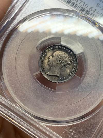 《竞宝斋》第437场 周日，周一2场连拍 （全场包邮） PCGS MS64+ 英国 1838年维多利亚首年GROAT 4便士银币 状态很好 转光十足