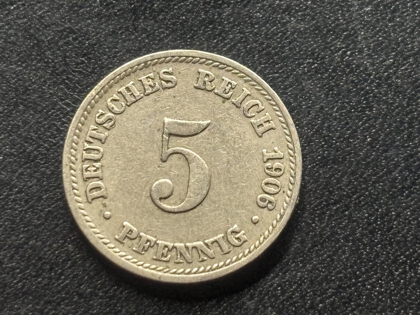 邮泉阁限时拍卖第三十五场 德国硬币专场（硬币在国外。请付邮费6元。） 德意志帝国1906年5芬尼D版