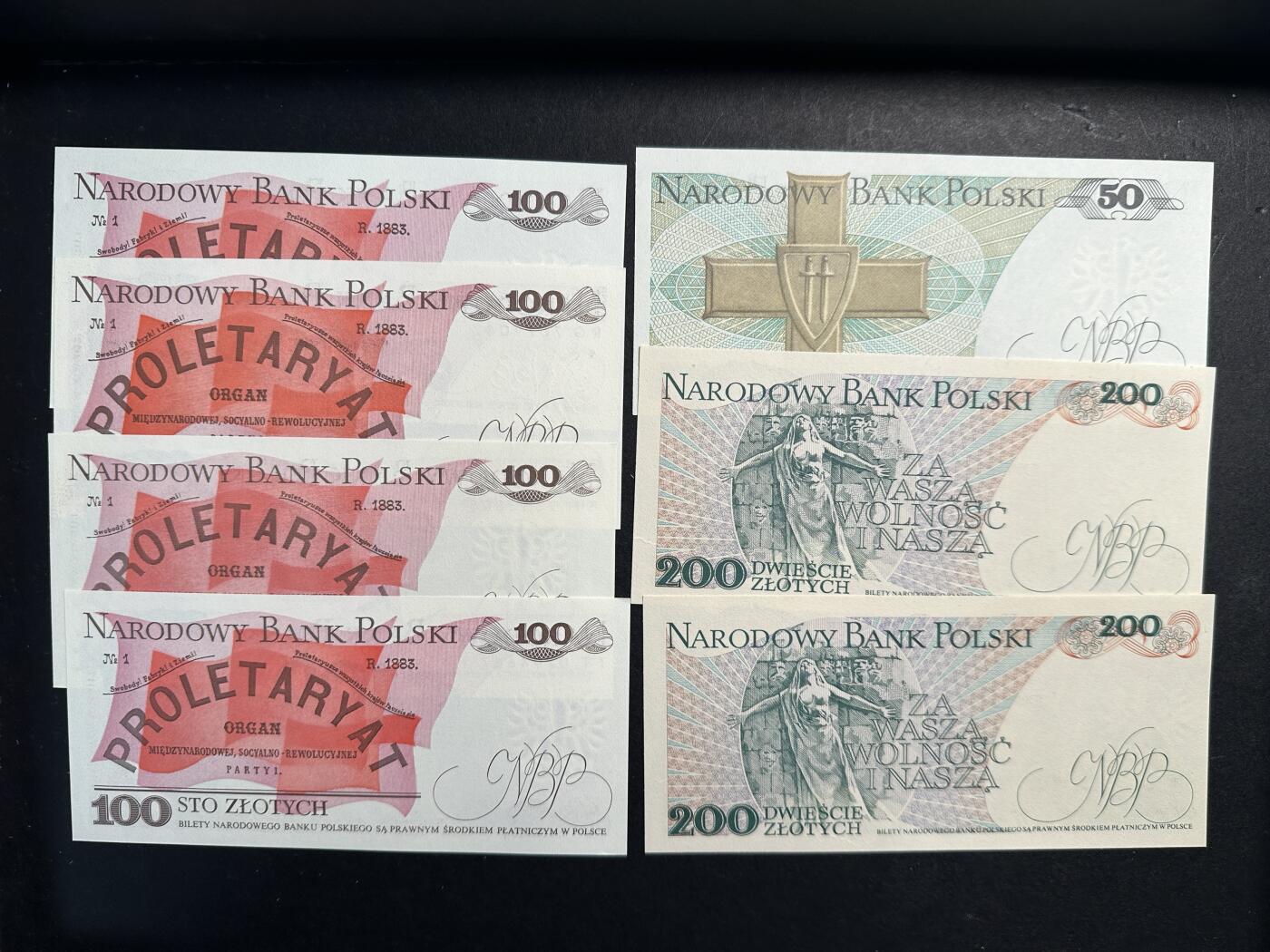 蒂克钱币-第47场 外国平价纸币拍卖 波兰 1988-1989年。850滋提罗7枚 纸币 全新UNC