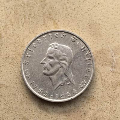 道一币馆币章第一百五十五场 - 德国1934年诗人席勒诞辰175周年2马克纪念银币