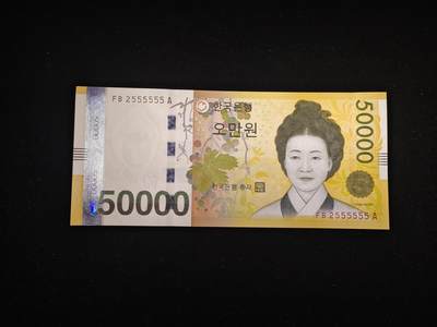 精品靓号 555555 大象号 韩国 2009年 50000元纸币 全新UNC 刀拆品无触摸 高分品相 - 精品靓号 555555 大象号 韩国 2009年 50000元纸币 全新UNC 刀拆品无触摸 高分品相