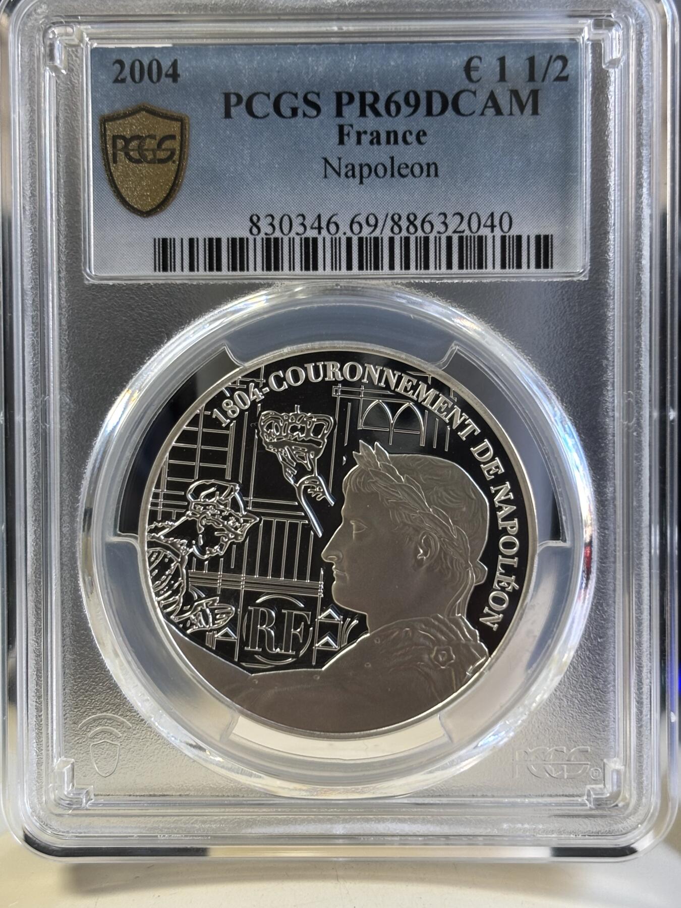 第181期拍卖 法国2004年拿破仑加冕两百周年精制纪念银币PCGS-PR69，900银，22.2克，发行20000枚