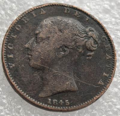 外国优质老铜币银币，周六九点倒数截拍，满百包邮，可寄存半年，喜欢朋友微信扫描二维码可直接参拍 - 英国1845年法新