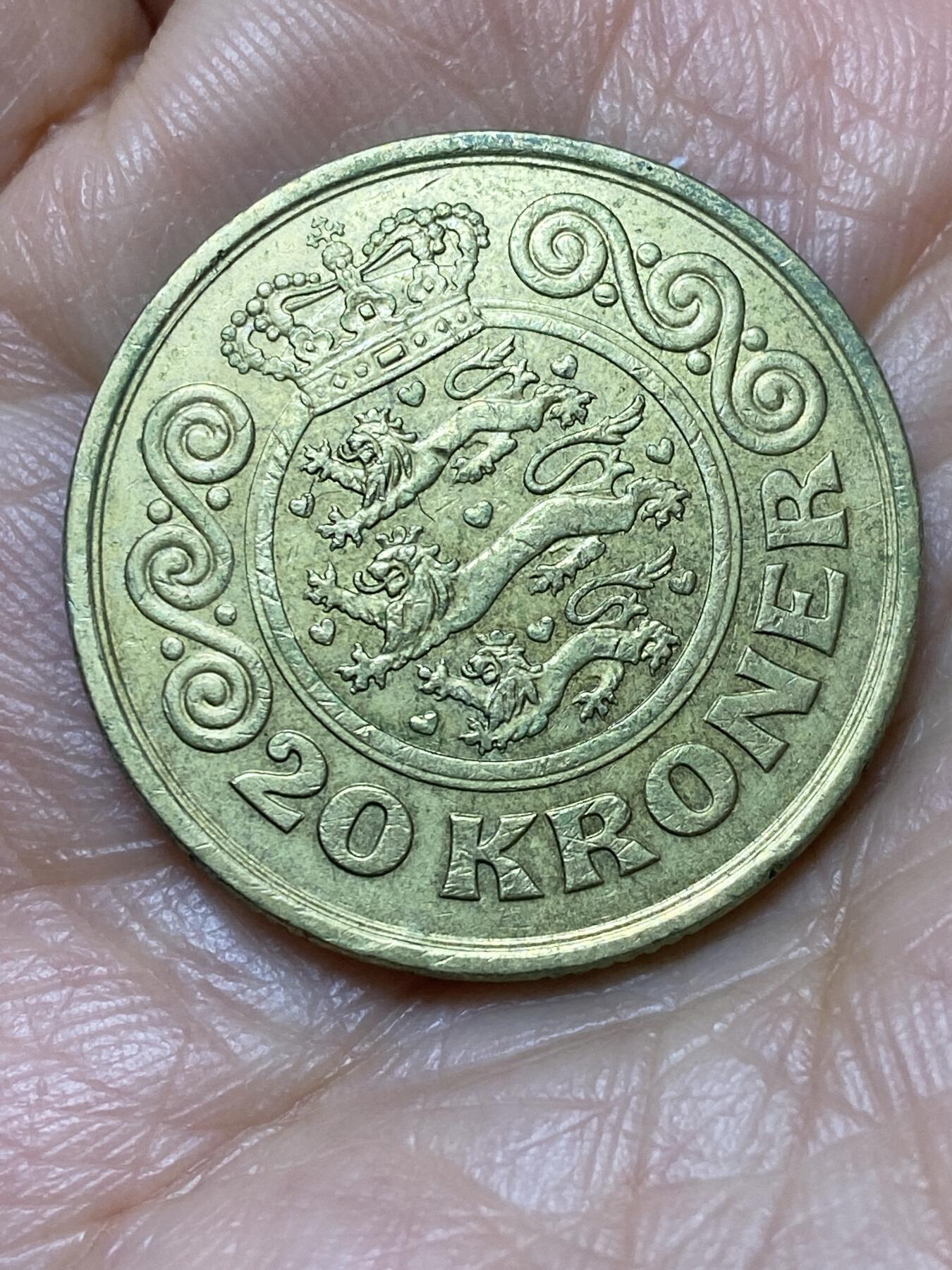 2025年第一百二十八场(总第一百五十四场）外国好品散币、邮币封和邮票场(免佣金) 丹麦🇩🇰1994年20克朗(玛格丽特二世第二版，LG; JP; A版，首发年)