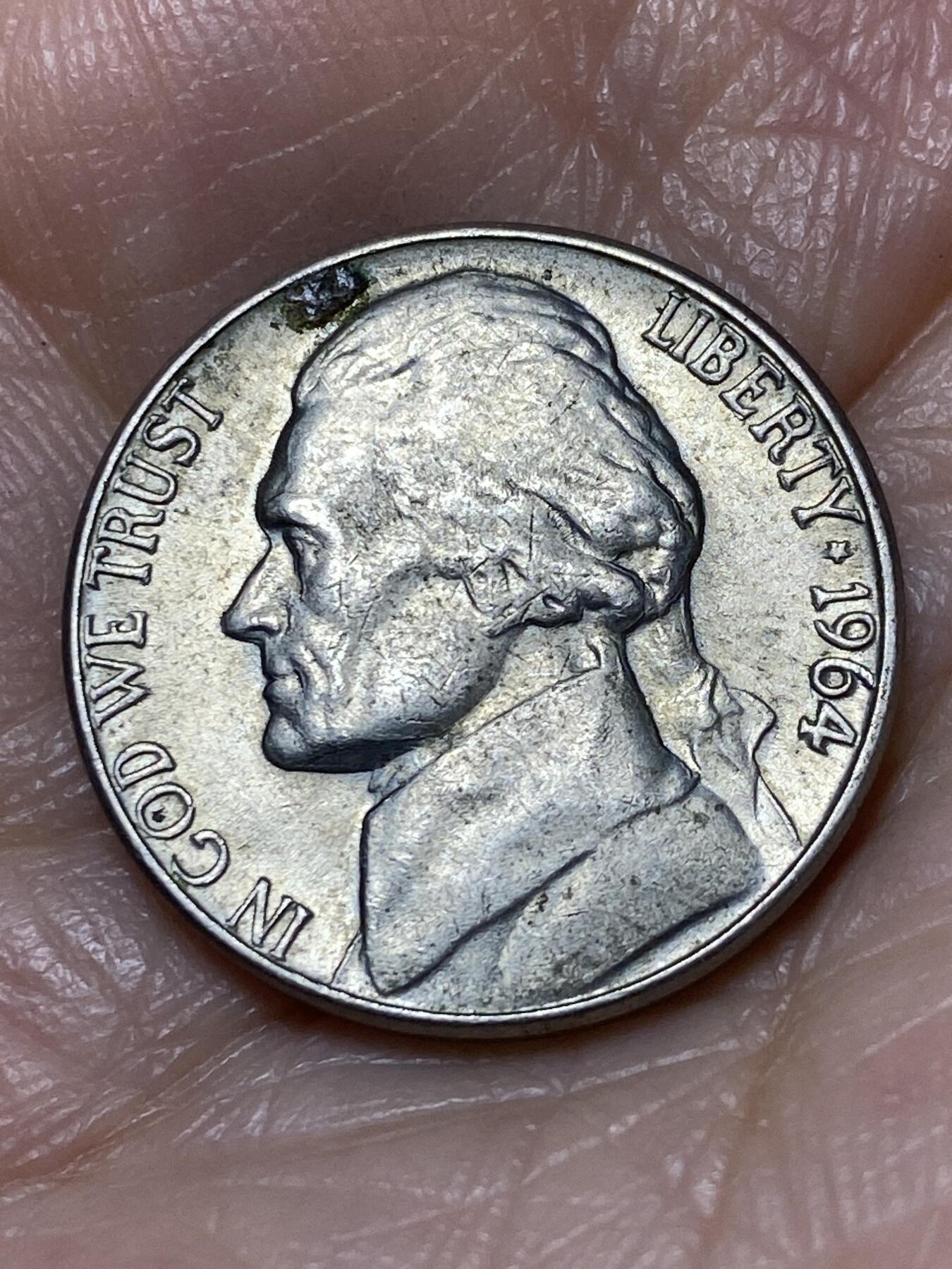 2025年第一百二十八场(总第一百五十四场）外国好品散币、邮币封和邮票场(免佣金) 美国🇺🇸1964年5分(杰斐逊5分第三版，D标丹佛造)