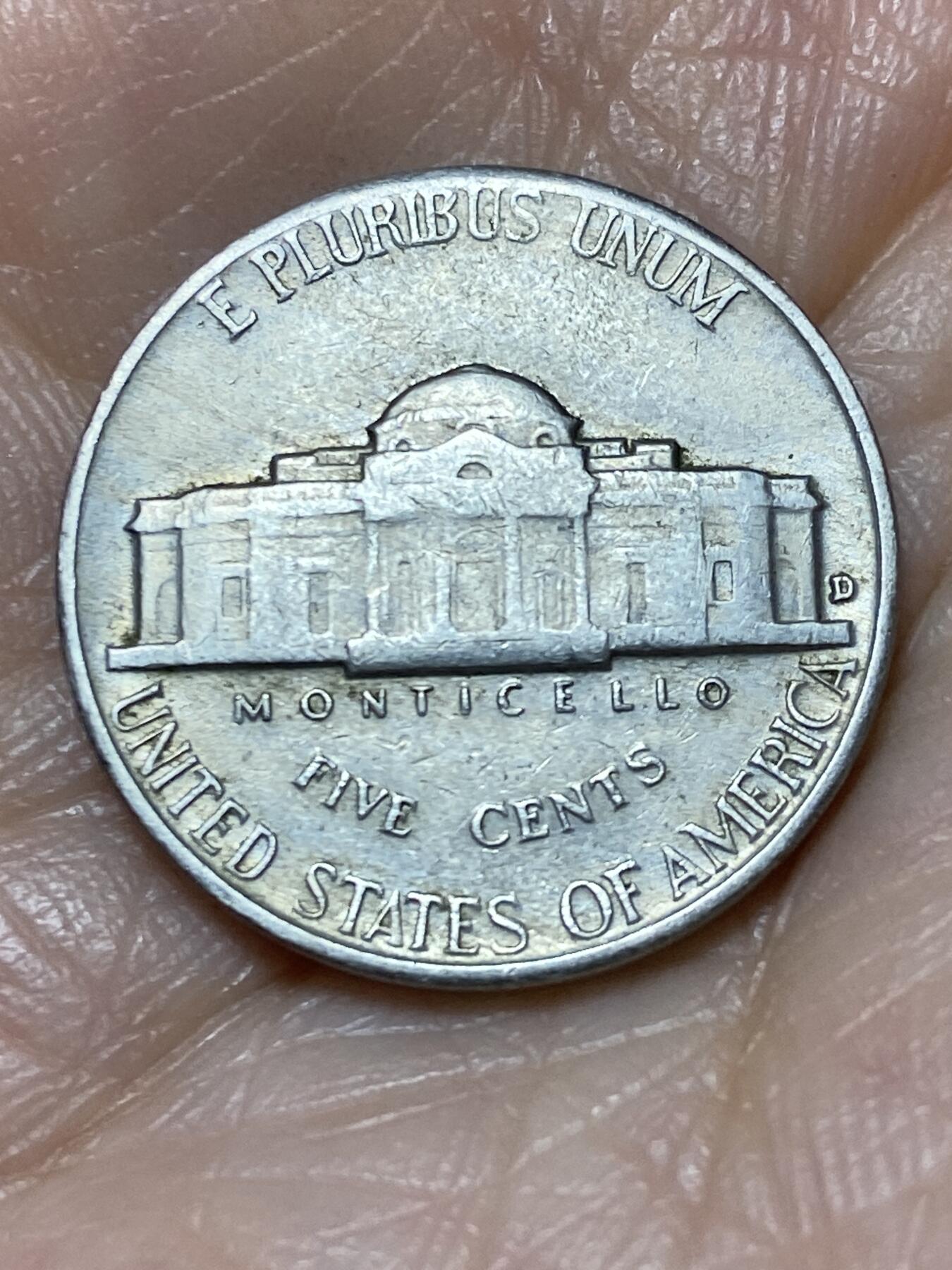 2025年第一百二十八场(总第一百五十四场）外国好品散币、邮币封和邮票场(免佣金) 美国🇺🇸1958年5分(杰斐逊5分第三版，D标丹佛造)