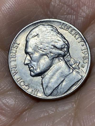 2025年第一百二十八场(总第一百五十四场）外国好品散币、邮币封和邮票场(免佣金) - 美国🇺🇸1983年5分(杰斐逊5分第三版，P标费城造)