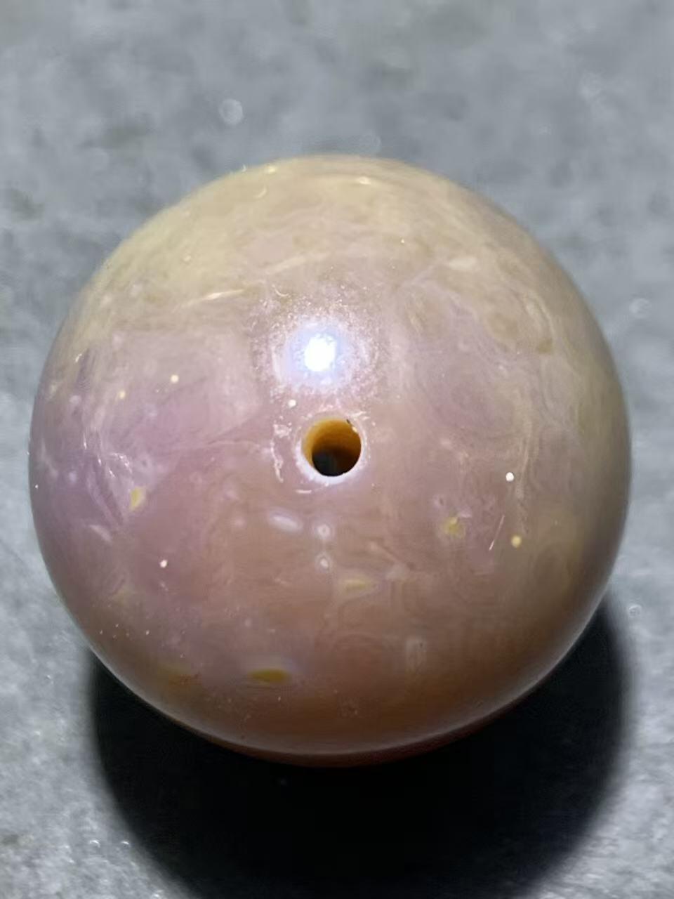 精美高玉化冻料飘紫罗兰战国红玛瑙圆珠一个