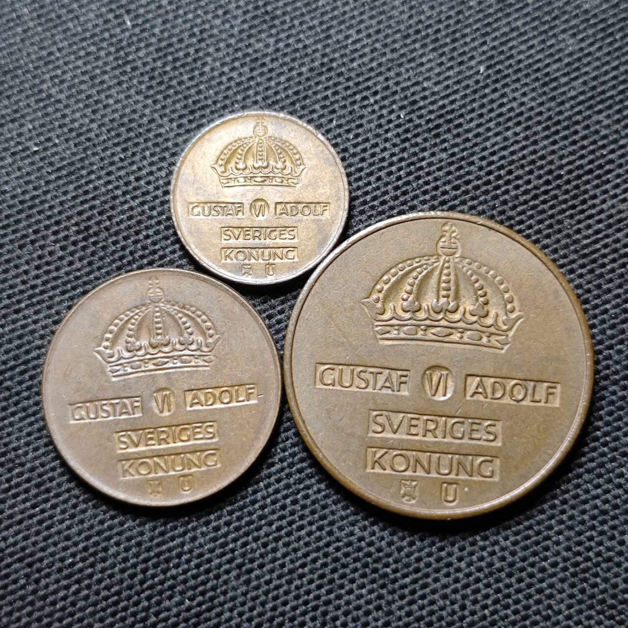 KK钱币收藏小铺  第368场  2月预留时间 周末发货  瑞典大小面值铜币一组