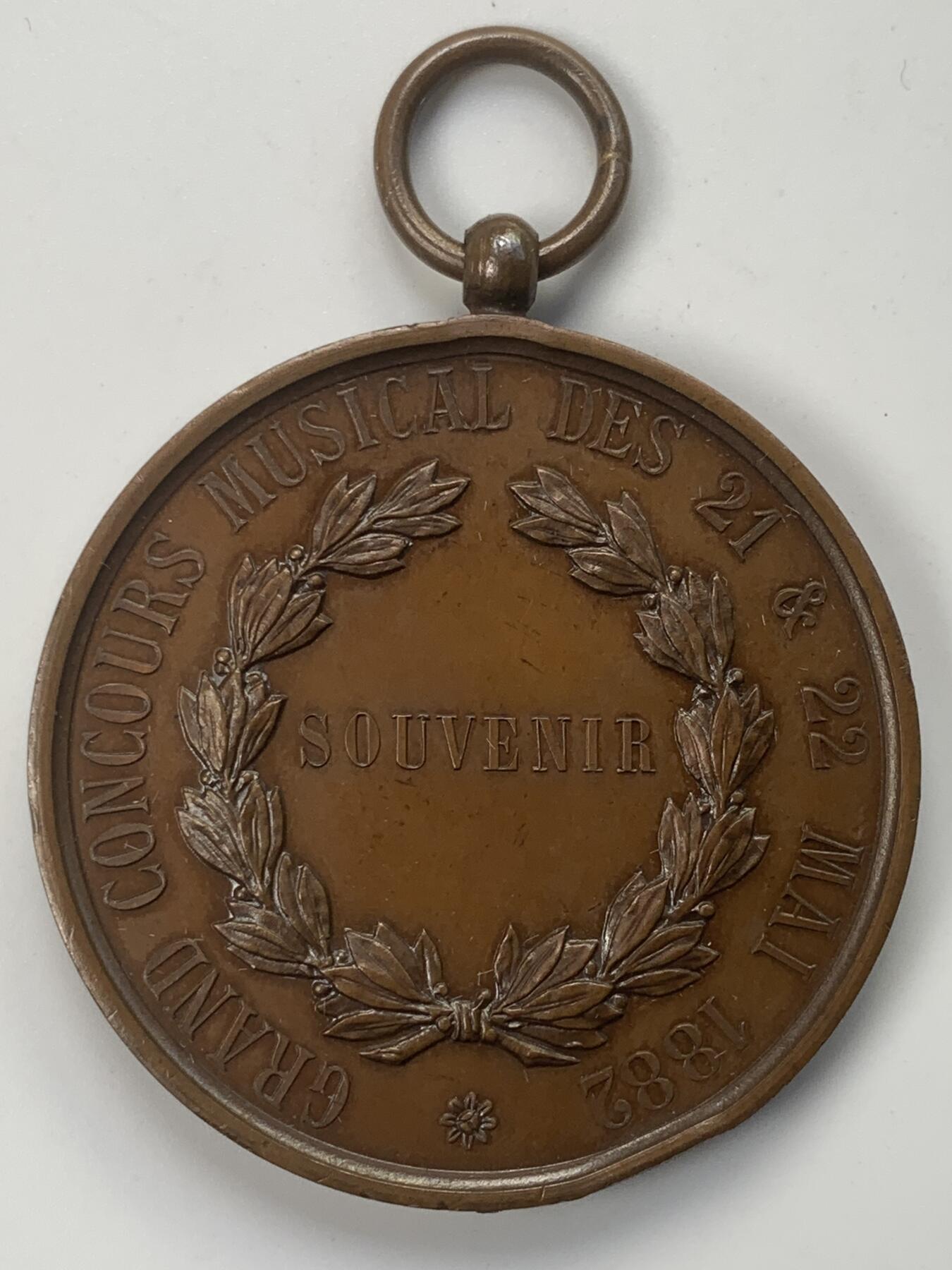 掌中浮雕-藏着的欧洲第041场 1882年法国南特城市音乐比赛铜章，51mm