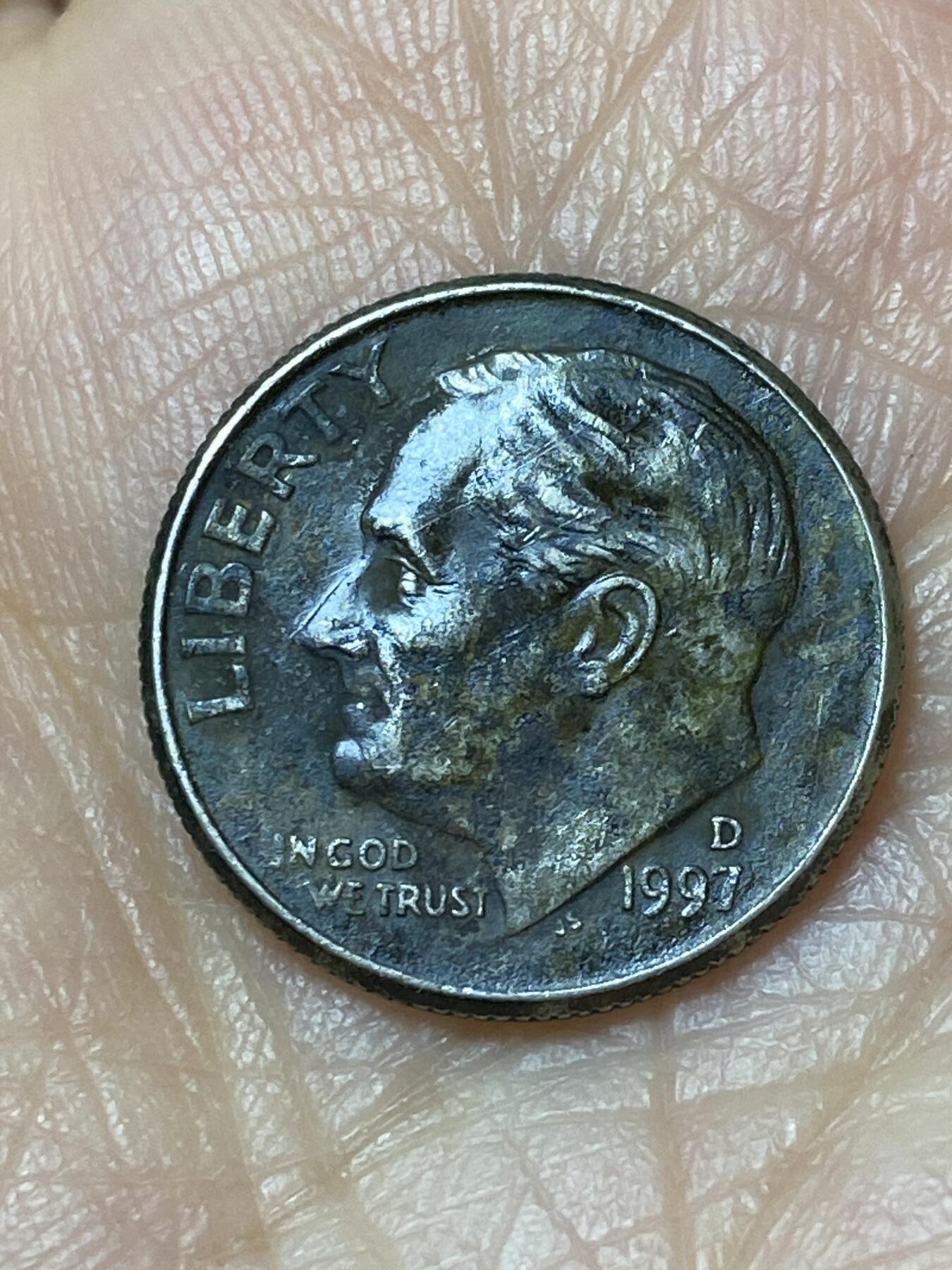 2025年第一百二十七场(总第一百五十三场）外国好品章牌、散币(免佣金) 美国🇺🇸1997年1角(罗斯福1角第二版，D标丹佛造)