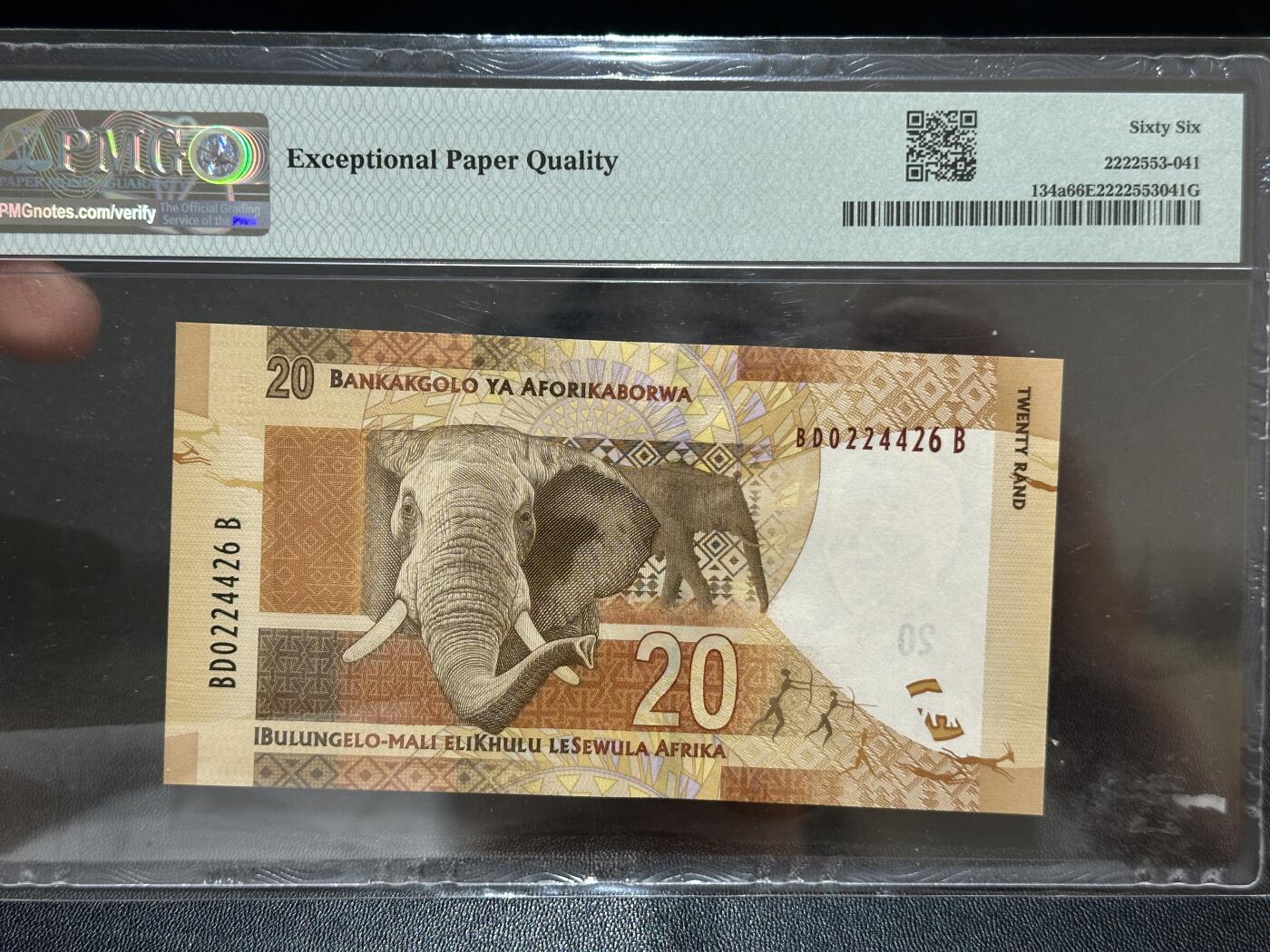 《外钞收藏家》第五百八十四期（优质场）（本平台长期征集拍品、欢迎藏友们联系合作） 2012年南非20兰特 全偶数 PMG66