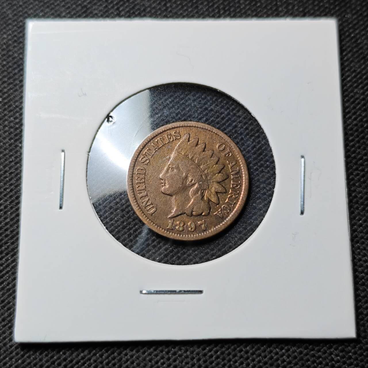 KK钱币收藏小铺  第368场  2月预留时间 周末发货 1897 美国1分铜币