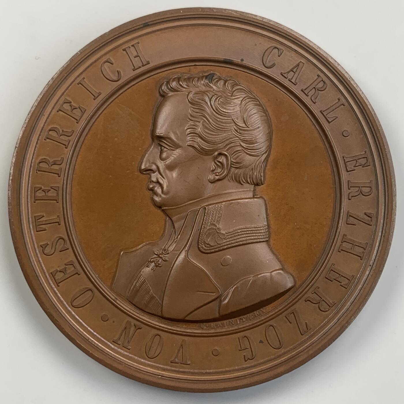 掌中浮雕-藏着的欧洲第041场 1860年奥匈帝国卡尔大公纪念碑揭幕铜章，64mm