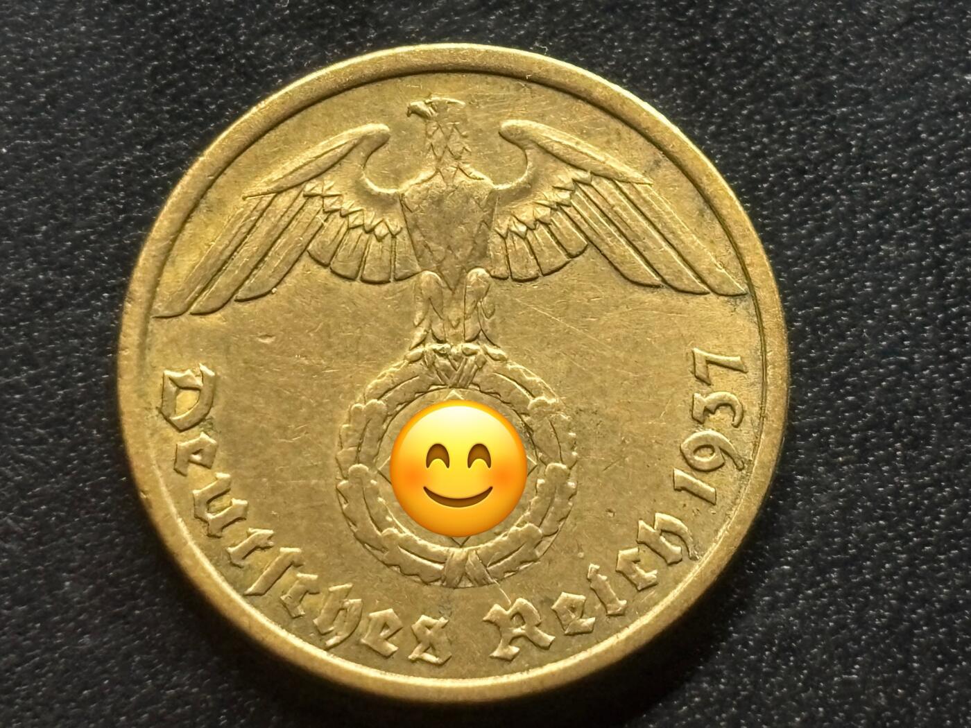 邮泉阁限时拍卖第三十五场补 德国硬币（第三帝国）专场（硬币在国外。请付邮费6元。） 德国第三帝国1937年10芬尼A版