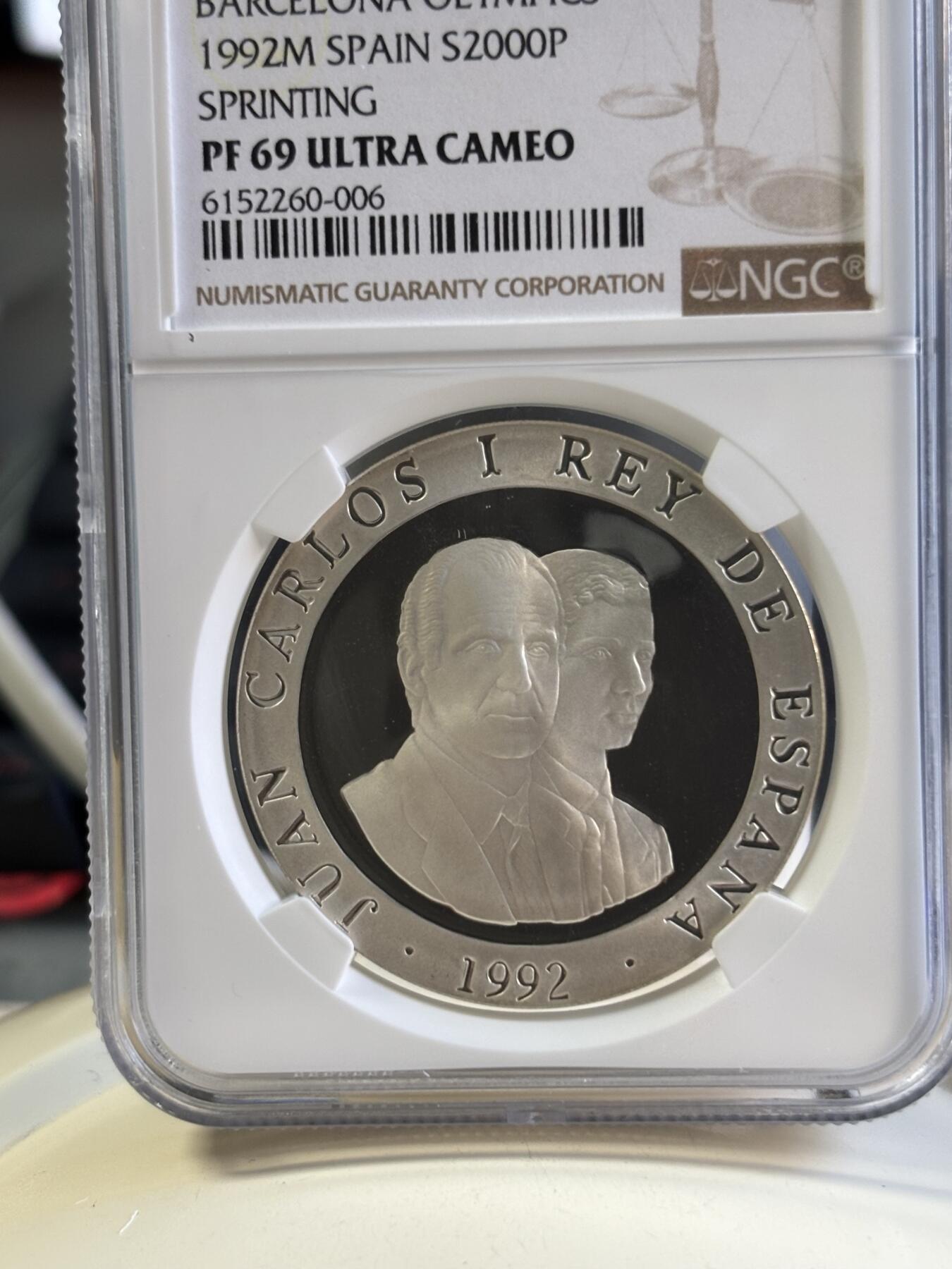 第181期拍卖 获奖币西班牙1992年巴塞罗那奥运会-赛跑纪念银币NGC-PF69，获年度最佳银币-，925银，27克