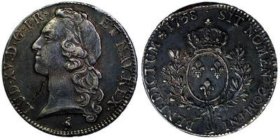 北京阿城哥拍卖2025年秋季拍卖会 - 法国1758年路易十五埃居银币一枚，黑包浆 PCGS XF45