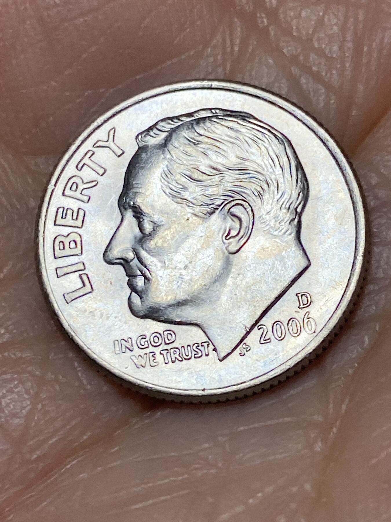 2025年第一百二十八场(总第一百五十四场）外国好品散币、邮币封和邮票场(免佣金) 美国🇺🇸2006年1角(罗斯福1角第二版，D标丹佛造)