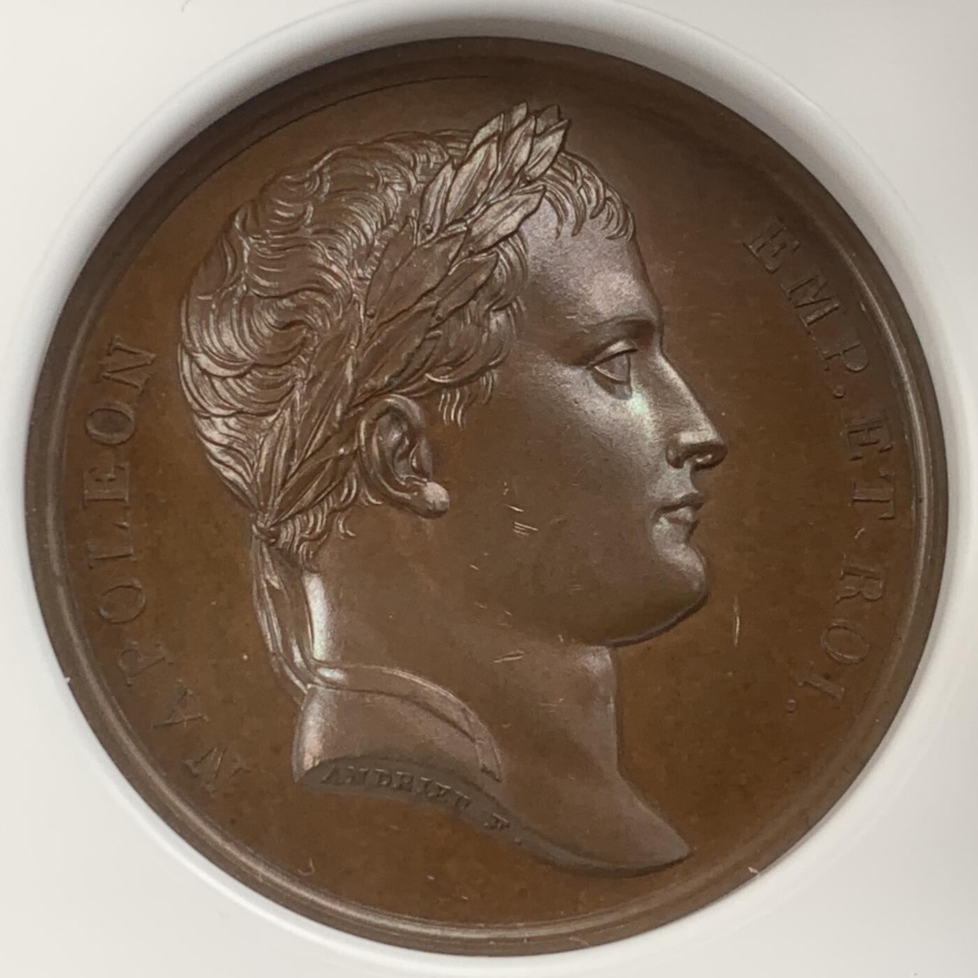 掌中浮雕-藏着的欧洲第041场 NGC MS64 : 1808年吞并伊特鲁利亚纪念铜章，41mm