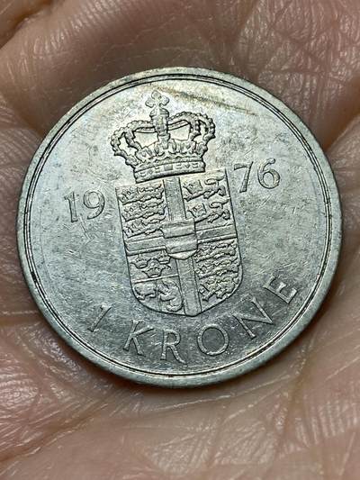 2025年第一百二十八场(总第一百五十四场）外国好品散币、邮币封和邮票场(免佣金) - 丹麦🇩🇰1976年1克朗(玛格丽特二世第一版，S; B版)