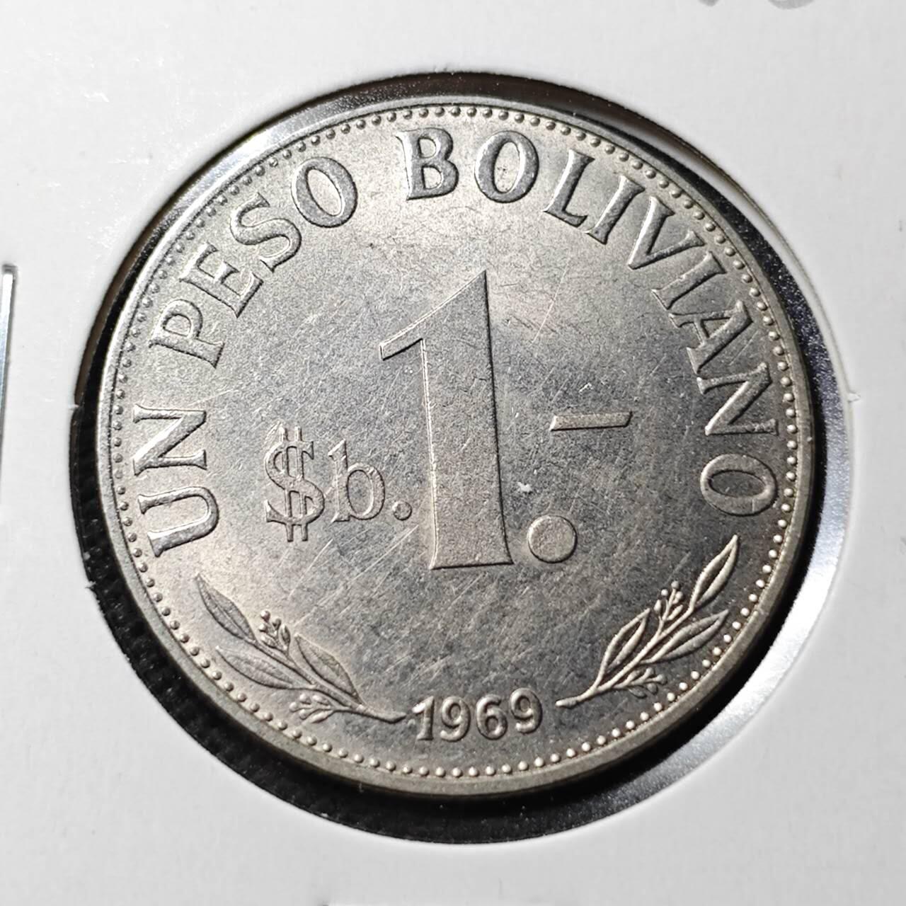 KK钱币收藏小铺  第368场  2月预留时间 周末发货  1969玻利维亚1比索