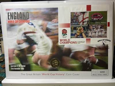 2025年第一百二十八场(总第一百五十四场）外国好品散币、邮币封和邮票场(免佣金) - 大型邮币封–英国🇬🇧1997年1英镑(2003年英格兰橄榄球世界杯夺冠纪念封)